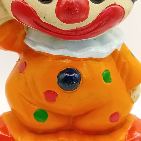 Vintage Clown Coin Bank Figurine Ceramic Novelty Decor Polka Dot Kidcore 9" READ - Picture 12 of 16